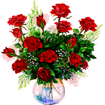 Vase avec roses rouges